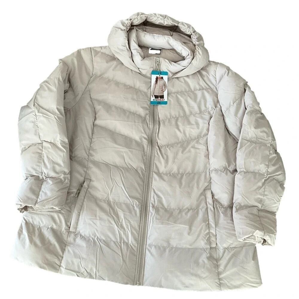 32 Degrees Ladies Winter Tech Jacket Hooded Chateau Grey Plus Size 2X NEW
